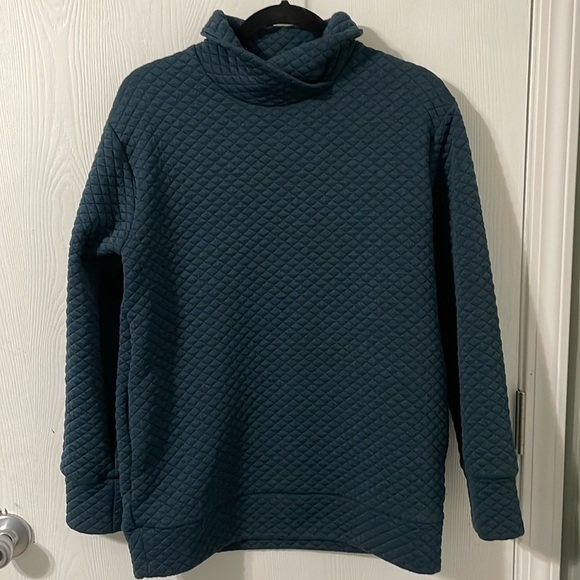 New Balance Sweaters - New Balance Heavyweight Teal Quilted Turtleneck Pullover With Pockets Size Small